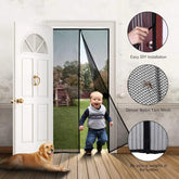 Magic Mesh Deluxe- Hands Free Magnetic Screen Door, Mesh Curtain Keeps Bugs Out, Pet & Kid Friendly- Fits Doors up to 39 x 83 Inches