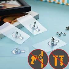 4 PCs Punch Free Screws Hanger Non-Marking Screw Stickers Wall Picture