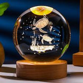 3D Crystal Ball Lamp for Home Decoration 3D Solar System Crystal Ball Night Light with 3.15 inches USB Powered Wooden Base Galaxys Glass Ball with LED Base (1pc's)