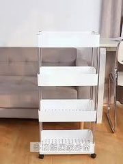 4-Tier Storage Trolley, Slide Out Rolling Utility Cart, Storage Shelf Rack with Wheels, for Kitchen Bathroom Laundry Room