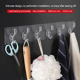 New Bathroom Nail-Free Wall Hook A Row Of Traceless Hooks Wall Hanger Sticker Transparent Plastic Glue Hooks Kitchen 5 Rows Hooks