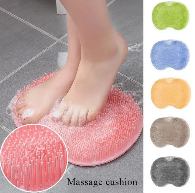 Shower Foot & Back Scrubber, Massage Pad, Wall-Mounted Back Scrubber, Back Brush with Non-Slip Suction Cups Cleans, Bathroom Wash Foot Mat Exfoliating Dead Skin Foot Brush