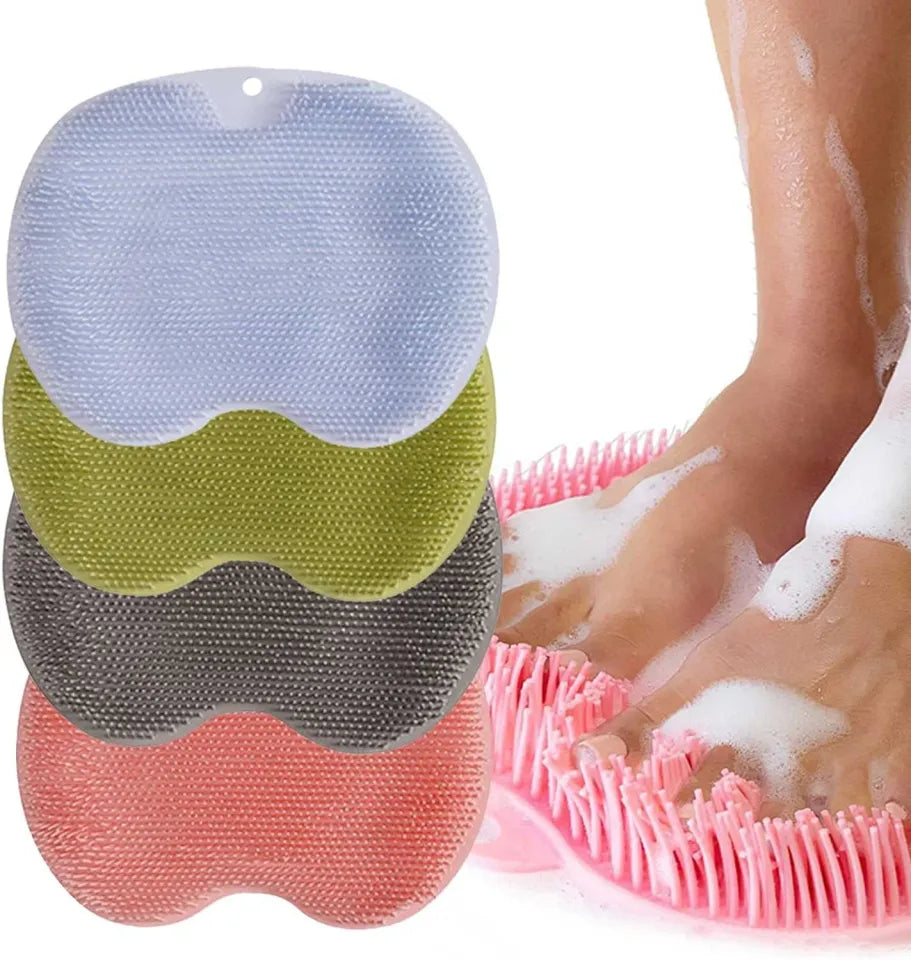 Shower Foot & Back Scrubber, Massage Pad, Wall-Mounted Back Scrubber, Back Brush with Non-Slip Suction Cups Cleans, Bathroom Wash Foot Mat Exfoliating Dead Skin Foot Brush
