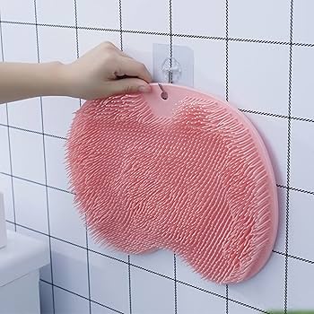 Shower Foot & Back Scrubber, Massage Pad, Wall-Mounted Back Scrubber, Back Brush with Non-Slip Suction Cups Cleans, Bathroom Wash Foot Mat Exfoliating Dead Skin Foot Brush
