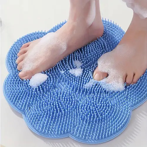 Shower Foot & Back Scrubber, Massage Pad, Wall-Mounted Back Scrubber, Back Brush with Non-Slip Suction Cups Cleans, Bathroom Wash Foot Mat Exfoliating Dead Skin Foot Brush