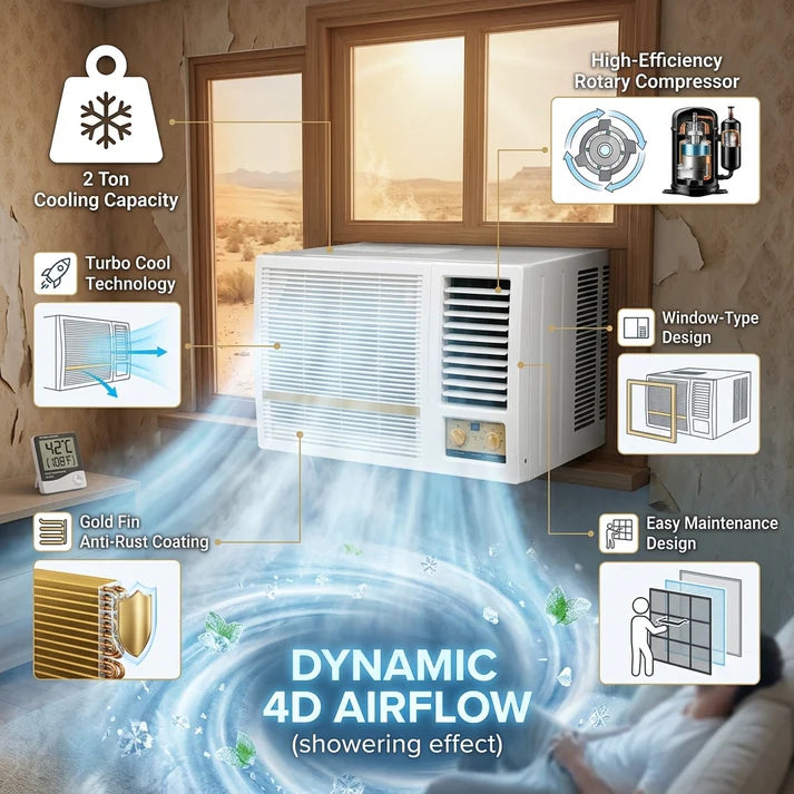 Kenstar 2 Ton Window Air Conditioner, KWAC24YEC