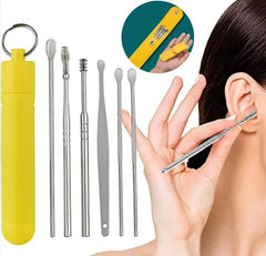 Ear Wax Cleaning Kit, 6 Pcs Ear Pick Tools, Wax Removal Kit, Ear Cleaning Tool Set, Spring Earwax Cleaner Tool Ear Wax Remover, Reusable Ear Cleaner for Children and Adult