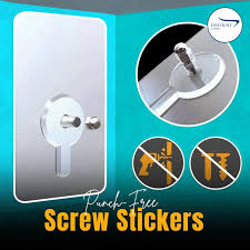 4 PCs Punch Free Screws Hanger Non-Marking Screw Stickers Wall Picture