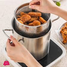 Stainless Steel Deep Frying Pot With Strainer