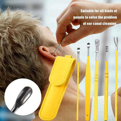 Ear Wax Cleaning Kit, 6 Pcs Ear Pick Tools, Wax Removal Kit, Ear Cleaning Tool Set, Spring Earwax Cleaner Tool Ear Wax Remover, Reusable Ear Cleaner for Children and Adult