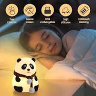 Cute Panda Night Light for Kids LED Panda Lamp Food Grade Silicone Novelty Animal Night Lamp